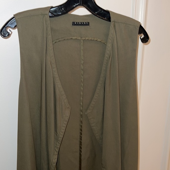 Sisley (Benetton Group) 100% lyocell open front olive green midi vest size US 4 - Picture 6 of 12